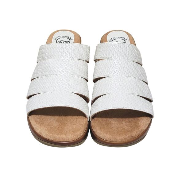 White Mountain Women Valora Wedge Heel Slide Sandals Size US 7.5M White Woven - Picture 4 of 7